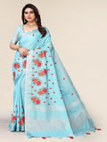 Ethnic Motifs Zari Woven Design Banarasi Saree