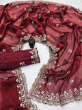 Ethnic Motifs Zari Woven Design Banarasi Saree
