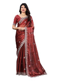 Ethnic Motifs Zari Woven Design Banarasi Saree