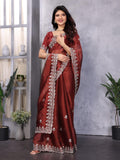 Ethnic Motifs Zari Woven Design Banarasi Saree