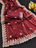 Ethnic Motifs Zari Woven Design Banarasi Saree