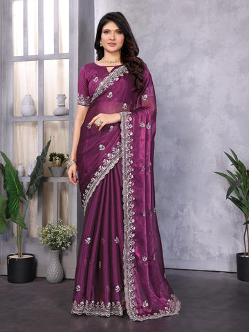 Ethnic Motifs Zari Woven Design Banarasi Saree