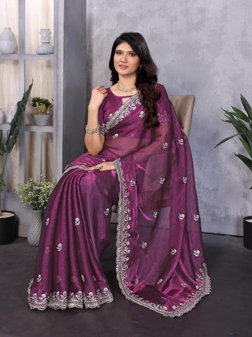 Ethnic Motifs Zari Woven Design Banarasi Saree