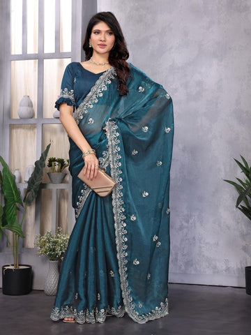 Ethnic Motifs Zari Woven Design Banarasi Saree