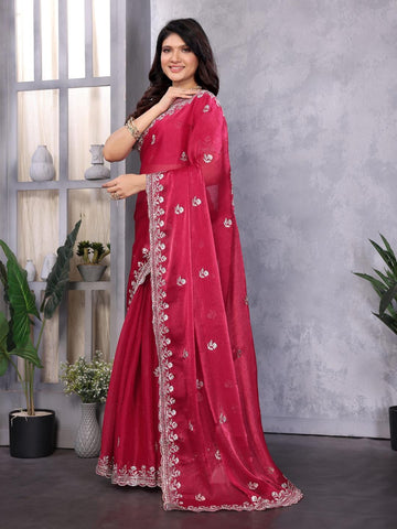 Ethnic Motifs Zari Woven Design Banarasi Saree