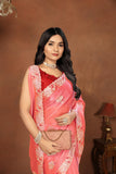 Ethnic Motifs Zari Woven Design Banarasi Saree