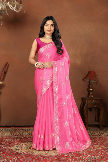 Ethnic Motifs Zari Woven Design Banarasi Saree
