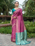 Varanga Women Woven Design Zari Silk Blend Banarasi Saree