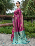 Varanga Women Woven Design Zari Silk Blend Banarasi Saree