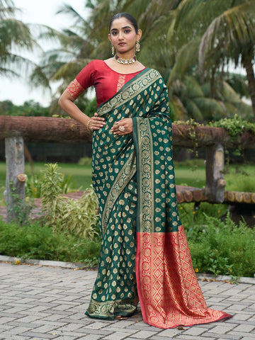 Varanga Women Woven Design Zari Silk Blend Banarasi Saree