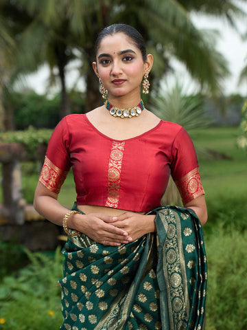 Varanga Women Woven Design Zari Silk Blend Banarasi Saree