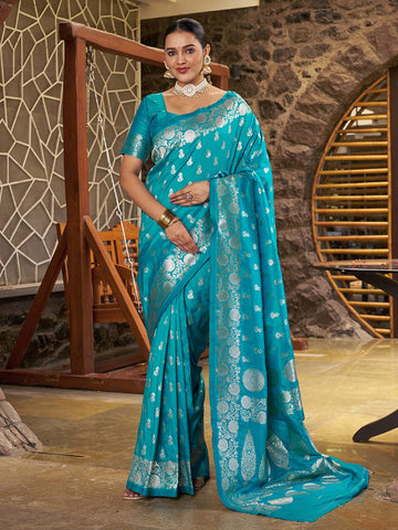 Varanga Women Woven Design Zari Silk Blend Banarasi Saree