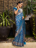Varanga Women Woven Design Zari Silk Blend Banarasi Saree