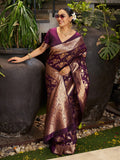 Varanga Women Woven Design Zari Silk Blend Banarasi Saree