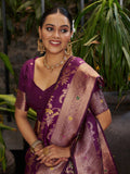 Varanga Women Woven Design Zari Silk Blend Banarasi Saree