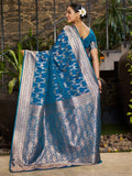 Varanga Women Woven Design Zari Silk Blend Banarasi Saree