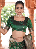 Varanga Green Cotton Blend Banarasi Saree