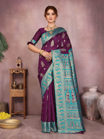 Varanga Women Banarasi Saree With Blouse Piece