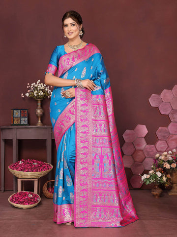 Varanga Women Banarasi Saree With Blouse Piece