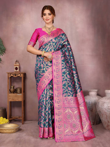 Varanga Women Banarasi Saree With Blouse Piece