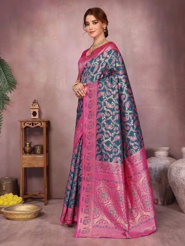 Varanga Women Banarasi Saree With Blouse Piece