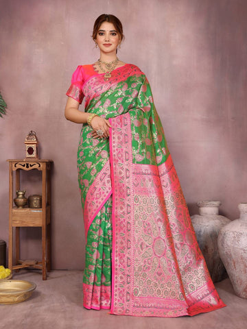 Varanga Women Banarasi Saree With Blouse Piece