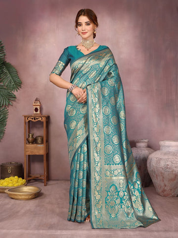 Varanga Women Banarasi Saree With Blouse Piece