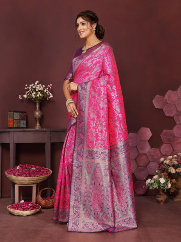 Varanga Women Banarasi Saree With Blouse Piece