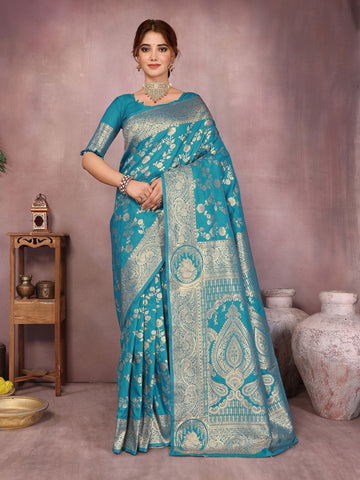 Varanga Women Banarasi Saree With Blouse Piece