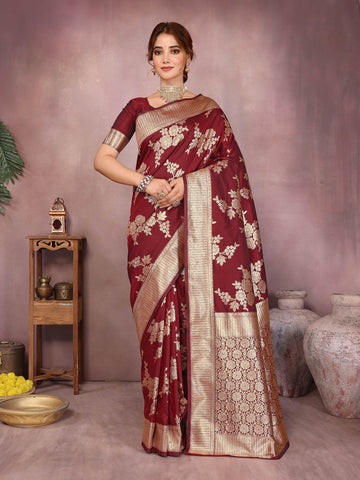 Varanga Women Banarasi Saree With Blouse Piece