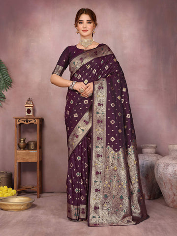 Varanga Women Banarasi Saree With Blouse Piece