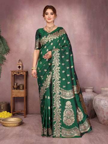 Varanga Women Banarasi Saree With Blouse Piece