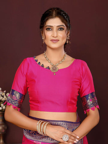 Varanga Women Banarasi Saree With Blouse Piece