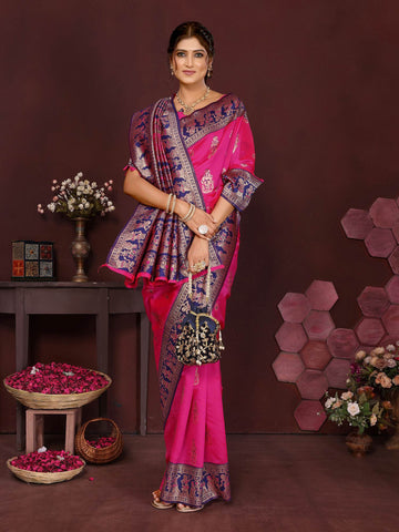 Varanga Women Banarasi Saree With Blouse Piece