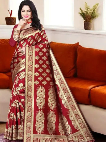 Varanga Women Banarasi Saree With Blouse Piece