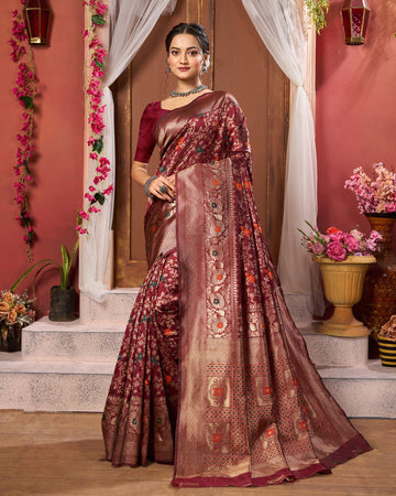 Varanga Festive Wear Maroon Banarasi Silk Saree