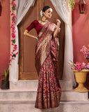 Varanga Festive Wear Maroon Banarasi Silk Saree