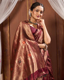 Varanga Festive Wear Maroon Banarasi Silk Saree