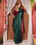 Varanga Festive Wear Green Jacquard Designer Banarasi Kanjivaram Saree