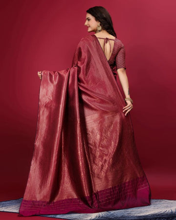 Varanga Festive Wear Maroon Stylist Silk Woven Banarasi Kanjivaram Saree