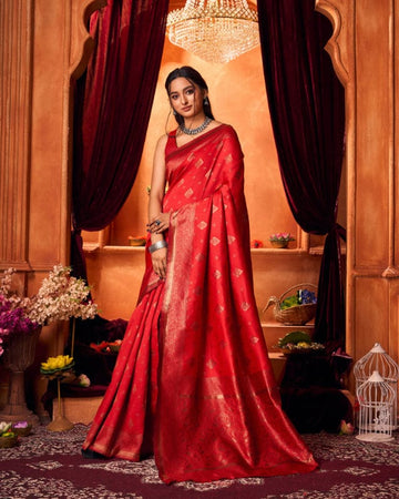 Varanga Festive Wear Stylist Silk Red Woven Banarasi Kanjivaram Saree