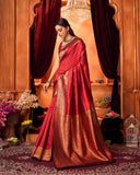 Varanga Festive Wear Red Stylist Silk Woven Banarasi Kanjivaram Saree