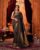 Varanga Festive Wear Black Stylist Silk Woven Banarasi Kanjivaram Saree