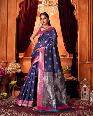 Varanga Festive Wear Blue Stylist Silk Woven Banarasi Kanjivaram Saree