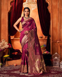 Varanga Festive Wear Purple Stylist Silk Woven Banarasi Kanjivaram Saree