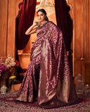 Varanga Festive Wear Purple Trending Silk Woven Banarasi Kanjivaram Saree