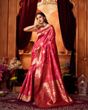 Varanga Festive Wear Pink Designer Silk Woven Banarasi Kanjivaram Saree