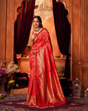 Varanga Festive Wear Red Designer Silk Woven Banarasi Kanjivaram Saree