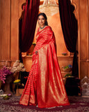 Varanga Festive Wear Red Designer Silk Woven Banarasi Kanjivaram Saree