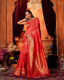 Varanga Festive Wear Red Designer Silk Woven Banarasi Kanjivaram Saree